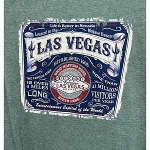 Las Vegas Nevada Shirt Adult Medium Green Graphic Tee Short Sleeve Crew Neck Men